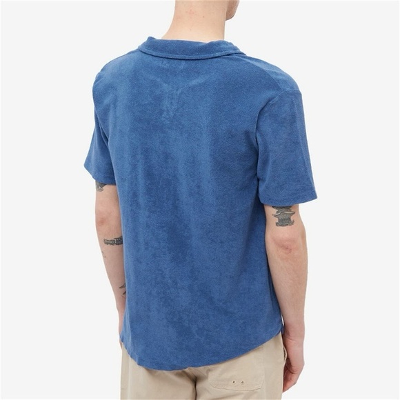 Universal Works - Vacation Polo In Blue Terry Fleece - Picture 2 of 6